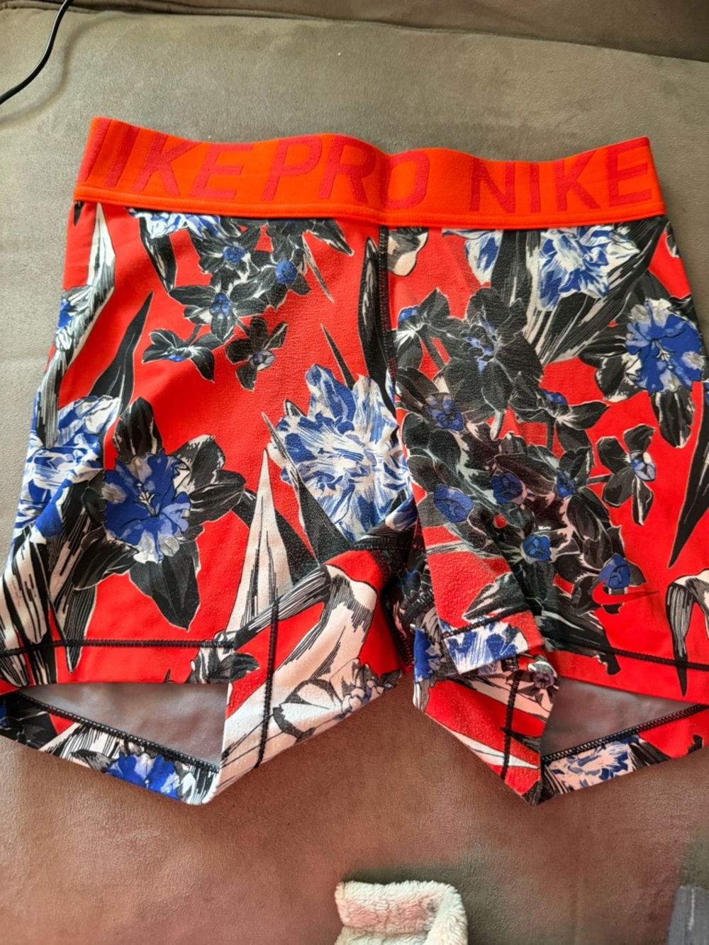 Nike Pro Red Floral Athletic Compression Shorts